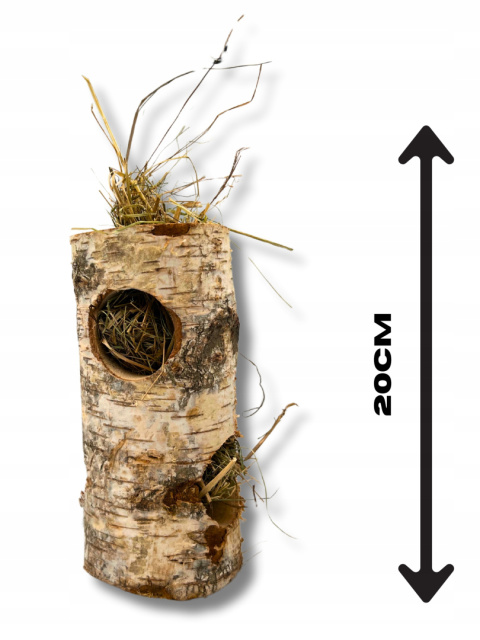 Tunel drewniany 20cm brzozowy dla królika gryzonia z siankiem Zabawka XXL